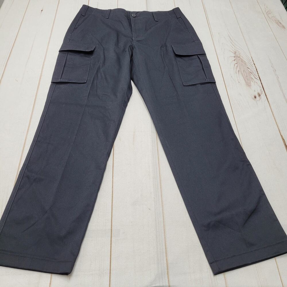 Lands end black cargo utility pants high rise straight leg work wear 14